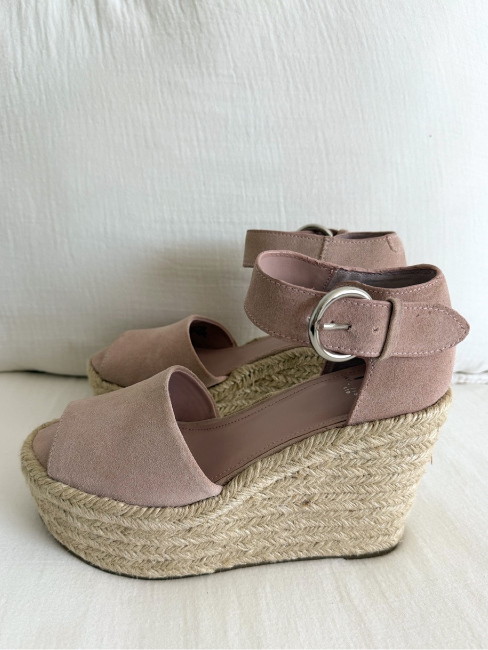 Pink Suede Chunky Platform Espadrille Sandals - Picture 3 of 7
